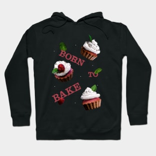 Born to Bake Cupcakes with Leaves and Raspberry Hoodie